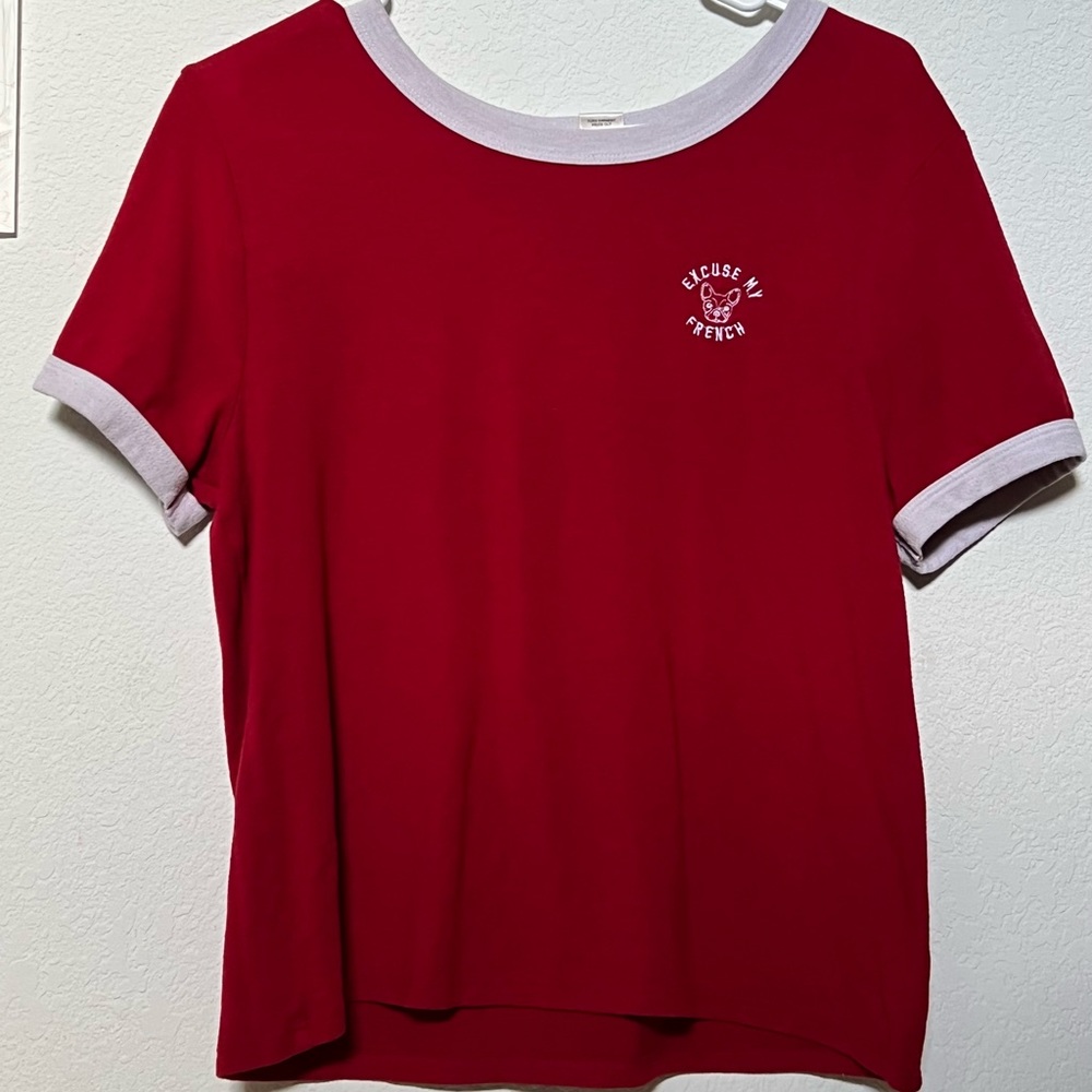 Red and white shirt